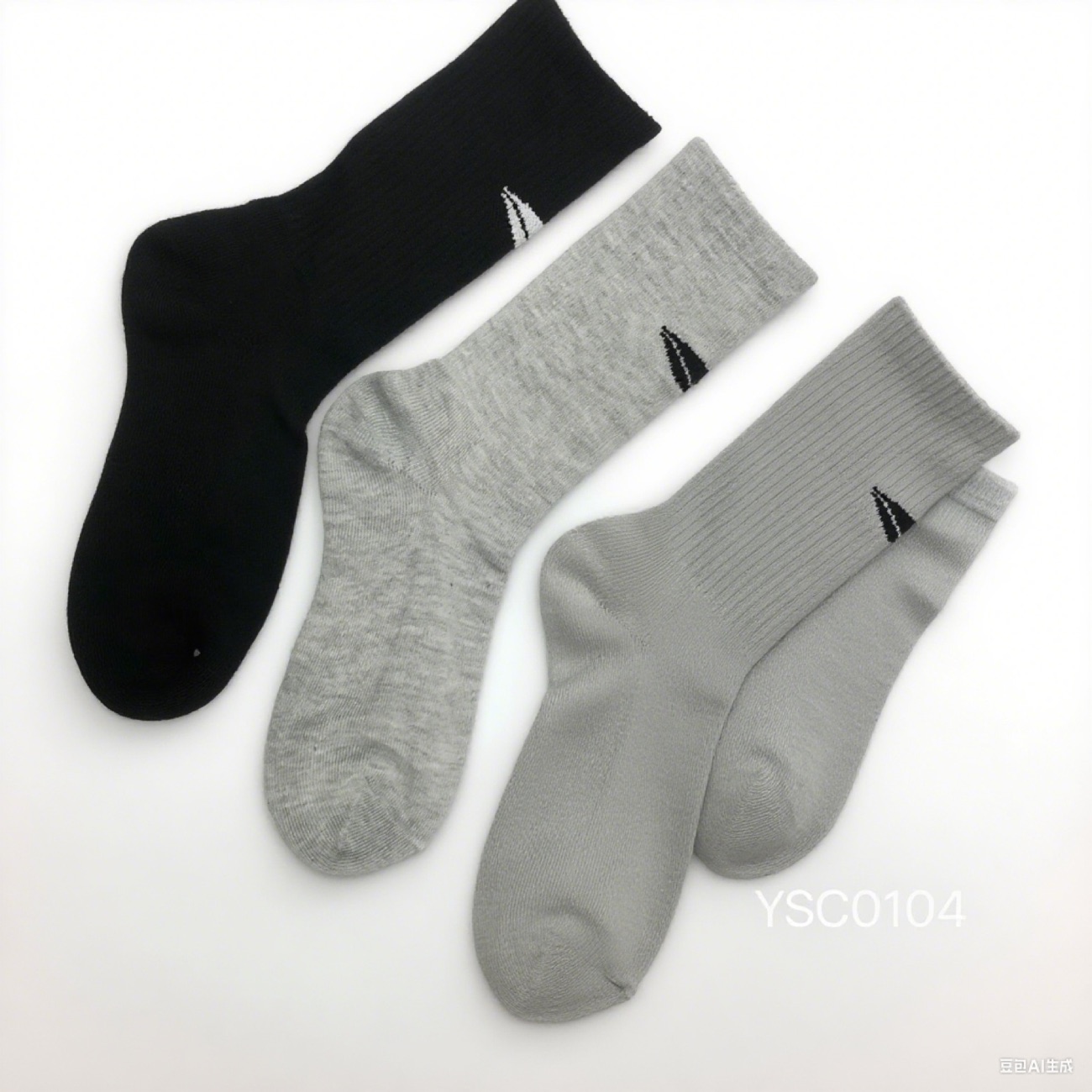 Custom socks in black, gray and light gray